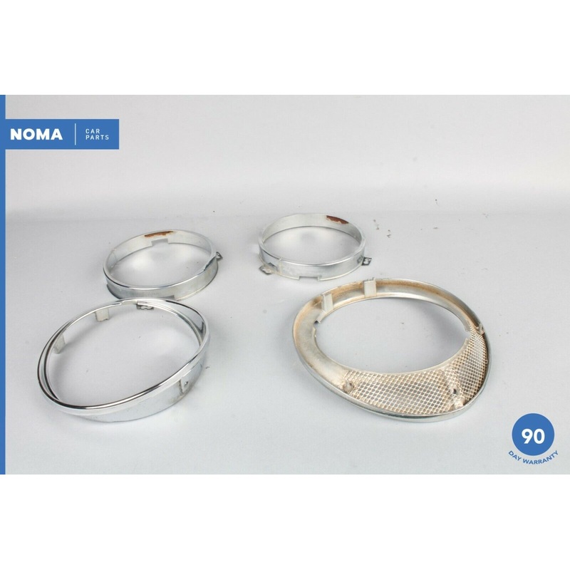 84-87 Jaguar XJ6 Series III Headlight Beam Lens Ring Retainer Chrome Set OEM